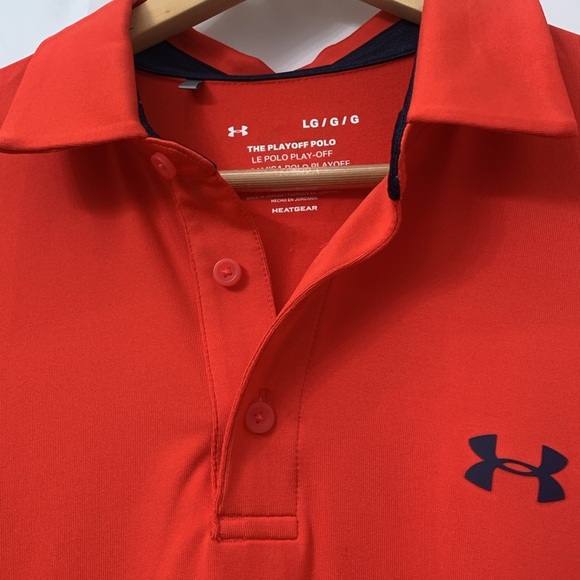 Men’s Under Armour Red The Playoff HeatGear Polo Size Large EUC - Picture 7 of 9